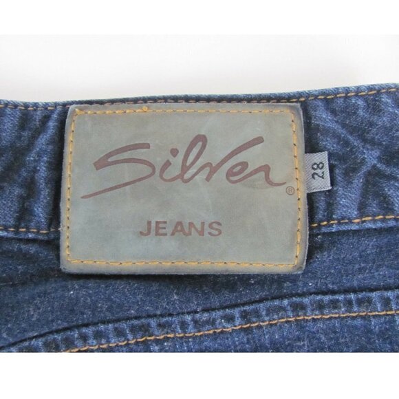 Silver Jeans Women's Size 28 (28 x 29 Measured) Bootcut Dark Wash Slit Leg - Picture 7 of 11